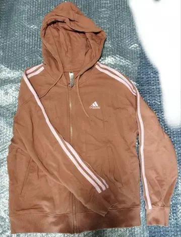 adidas 브라운 풀 집업 후드티