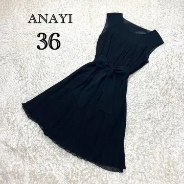 아나이 슬리브리스 플리츠 원피스 A라인 플레어 리본  S