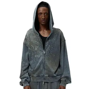 새상품 DND4DES Diamond Distressed ZipHoodie