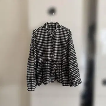 [ nestRobe ] 깅엄 체크 개더 블라우스