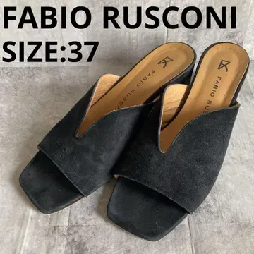 FABIO RUSCONI 스웨이드 뮬 샌들 V컷 블랙 가을