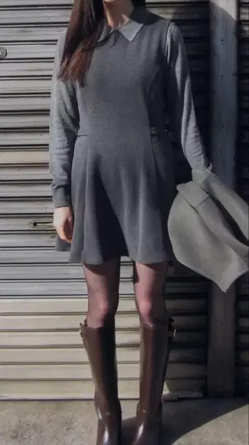 소프트 버클 숏 원피스 그레이 L