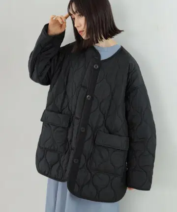 레이빔즈 퀼팅 노카라 블루종