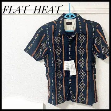미사용 새상품 플랫 헤드 하와이안 셔츠 네이비
