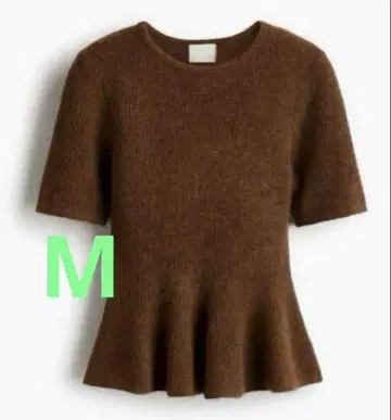 미사용 새상품 H&M RIB-KNIT PEPLUM TOP 브라운 M