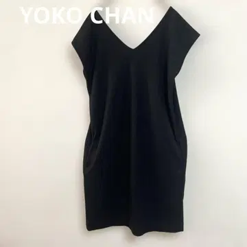 YOKO CHAN 블랙 V넥 슬리브리스 원피스 울 L
