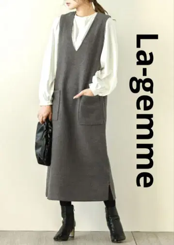 La-gemme 라주무 V넥 오버롤 스커트
