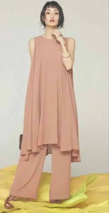 셋업 슬리브리스 op 와이드 팬츠