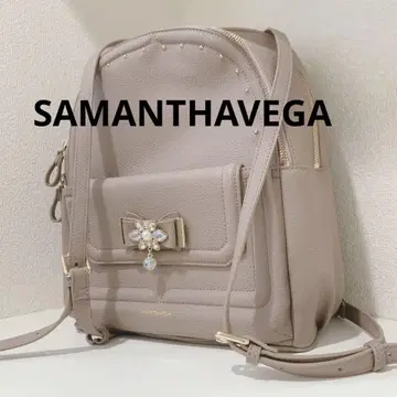 SAMANTHAVEGA 비쥬 리본 백팩(대) 핑크 베이지