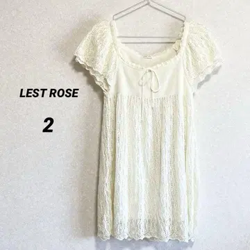 택 포함 새상품 레스트로즈 반팔 니트 튜닉 크림색 면 혼방 페티코트 포함