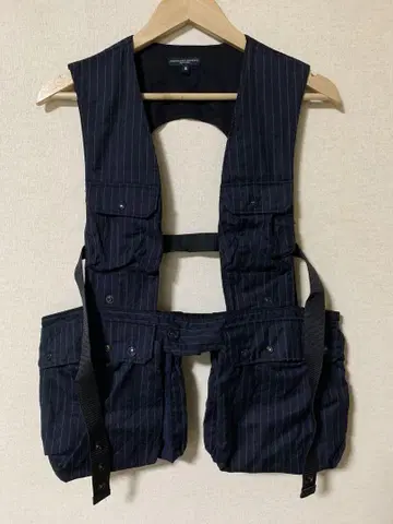 ENGINEERED GARMENTS 스트라이프 베스트 S 네이비