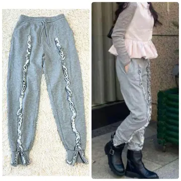 bibiy juliet relax pants 스웨트 팬츠 그레이 프릴