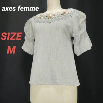 axes femme 엑시즈팜 티셔츠 블라우스 꽃 장식 비쥬