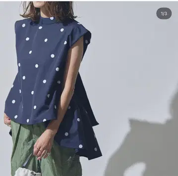 RIKO tokyo 도트 블라우스 네이비