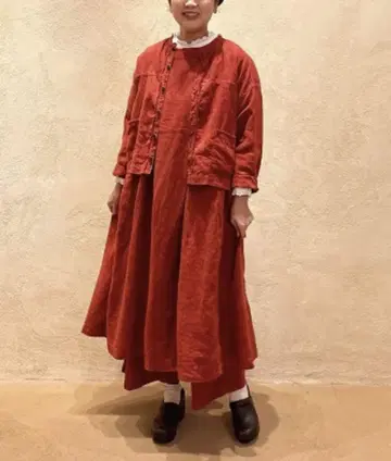 nest Robe 기모 린넨 텐트 라인 원피스 빨간색 레드 2023AW