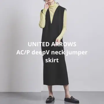 UNITED ARROWS 딥 V넥 오버롤 스커트