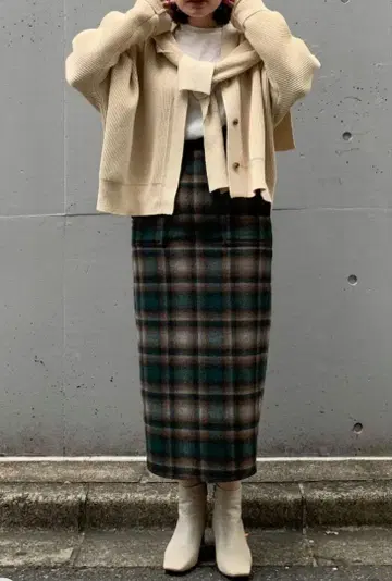 PENDLETON/펜들턴 더블 크로스 체크 타이트 스커트 M