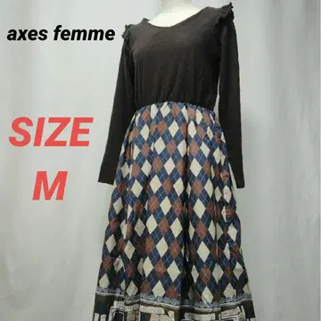 axes femme 엑시즈팜 원피스 아가일 책장 패턴 프릴
