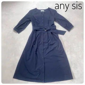 any sis 에니스이시스 7부 소매 셔츠 원피스 네이비