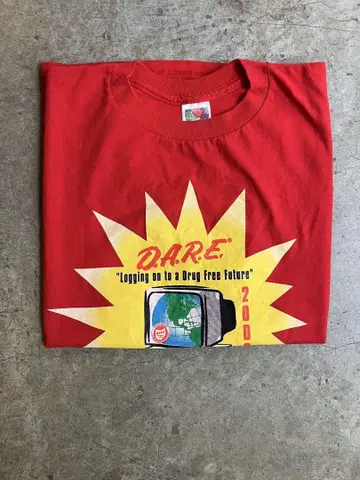 2000년제 D.A.R.E 티셔츠 vintage 기업T 빅 실루엣