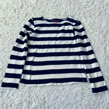 TIGRE 티그르브로칸테 인디고 와이드 보더 긴팔 티셔츠