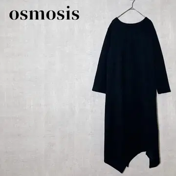 오즈모시스 비대칭 리브 니트 원피스 심플 모노톤 코디 블랙