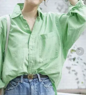 Spick & Span 옥스 가먼트 다이 루즈 셔츠 그린