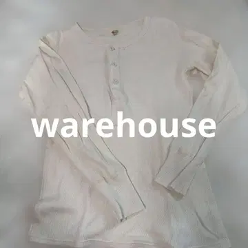 Warehouse 100% 코튼 S 화이트 헨리넥 와플 긴팔 T