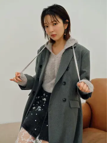 509208 LILY BROWN 케이블 니트 후디