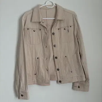 마드모아젤 논논 핑크 베이지 데님 자켓