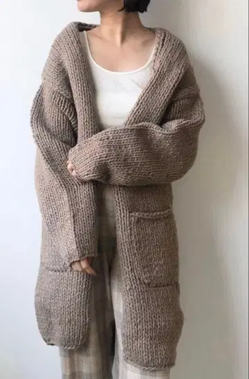 [ 새상품급 ] 투데이풀 TODAYFUL 핸드 니트 롱 가디건 베이지