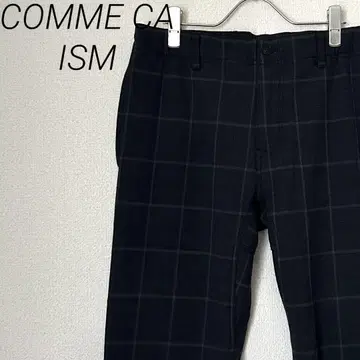 COMME CA ISM 슬랙스 체크 무늬 포켓 부착 허리밴딩