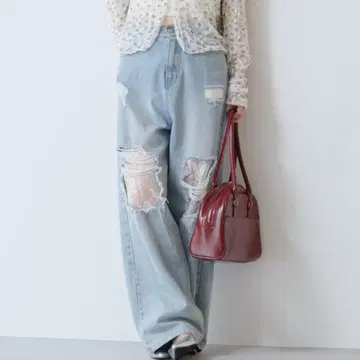 카스타네 레이스 데님 팬츠