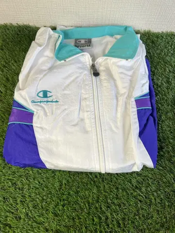 Champion 집업 자켓 화이트/퍼플