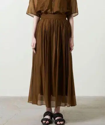 UNITED ARROWS CE/N 개더 롱 스커트 브라운