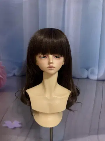 밑단 컬 9-10인치 다크 브라운 인형 가발 구체관절 인형 구체관절