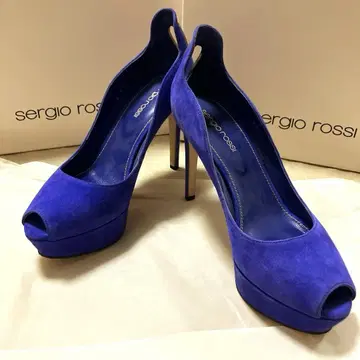 새상품 Sergio Rossi 오픈토 스웨이드 펌프스 37 1/2