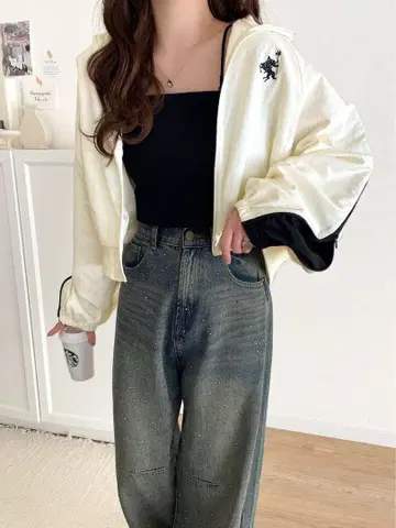 mily bilet 오로라 스톤 부착 빈티지 라이크 커브 데님 팬츠 M