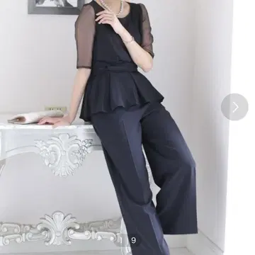 PourVous haremode 팬츠 드레스 네이비 S 사이즈