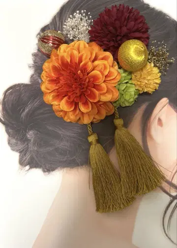 성인식 일본 의류 후리소데 시치고산 머리 장식