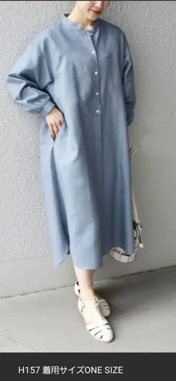 SHIPS any 밴드 카라 부잠 원피스