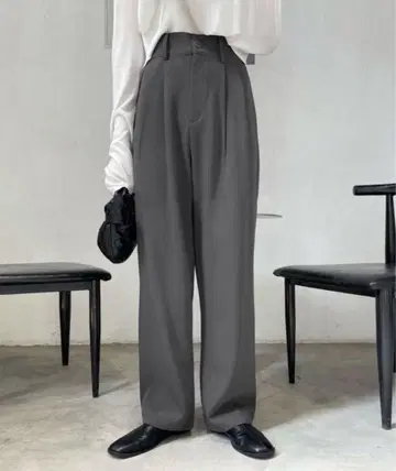 [ 인심 가공 완료: 65cm ] 굵은 벨트 하이웨스트 컬러 턱 슬랙스