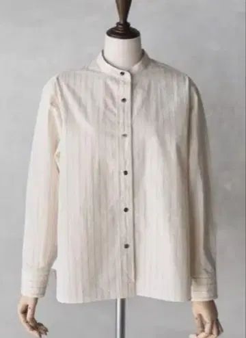 HAND ROOM WOMENS 스트라이프 밴드 카라 셔츠