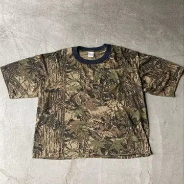 90s 카모플라쥬 T셔츠 리얼트리 카모 USA제 짧은 기장 vintage