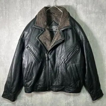 최고급 가죽 보아 더블 라이더스 자켓 블랙 천연 가죽 빈티지