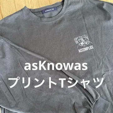 아즈노우아즈 as know as 롱T 긴팔 다크 그레이 프린트T
