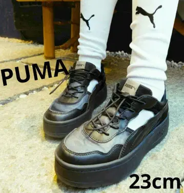 Puma 통굽 스니커즈 블랙 23cm 푸마 코트 랠리 샌들
