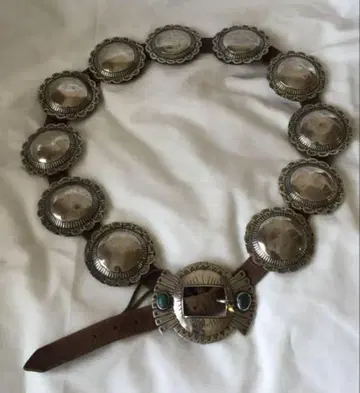 빈티지 네이비 콘초 벨트 sterling silver