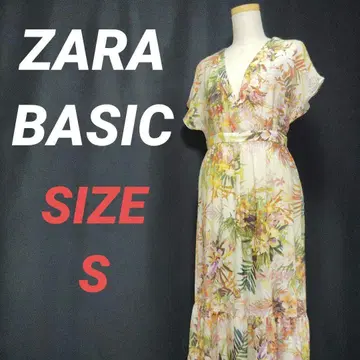 ZARA BASIC 꽃무늬 맥시 원피스 프렌치 슬리브 올 패턴 보타니컬