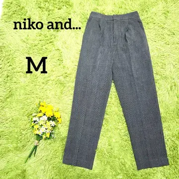 [니코앤드] 체크 팬츠 M 그레이 안감 없음 테이퍼드 허리밴딩
